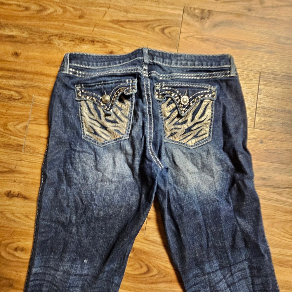 Rock 47 by Wrangler Womens Ultra Low Rise Bootcut Denim Jeans 13/34 WHX64DZ Y2K - Picture 6 of 11